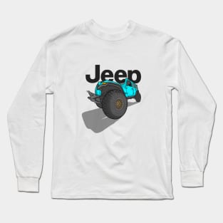 Jeep Design - Ocean Blue Long Sleeve T-Shirt